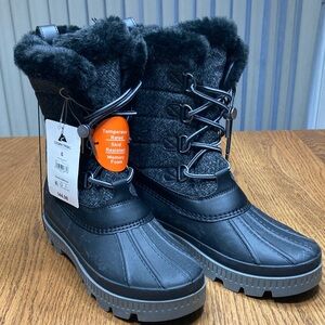 Ozark Trail Black and Gray Winter  Waterproof Boots with Faux Fur